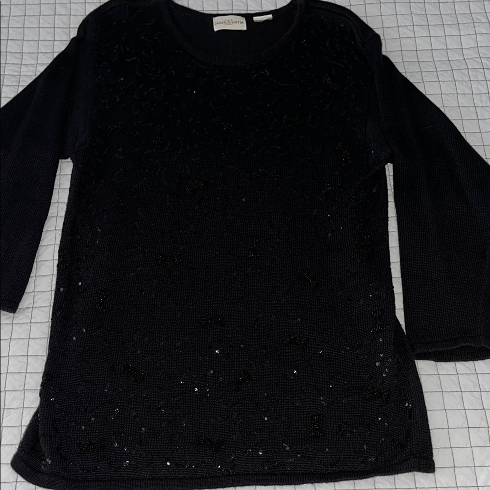 Vintage Jaclyn Smith Black Long Sleeve Sequin Sweater